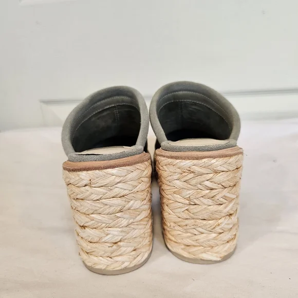 Dolce Vita Sage Suede Camdin Raffia Platform Clog Mule Heels - Picture 6 of 9